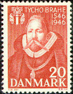 Danskt frimrke, utgivet 1946 till 400-rsminnet av Tycho Brahes fdelse 