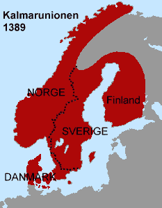 Karta ver Kalmarunionen 1389